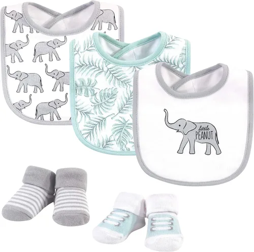 Miniatura 302 de Hudson Baby Conjunto de babero y calcetines unisex de algodón para bebé