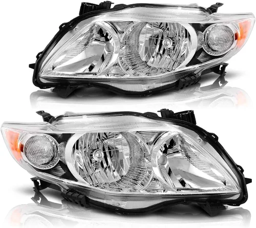 Miniatura 10 de DWVO Conjunto de faros delanteros compatible con Corolla 1998 1999 2000 carcasa cromada de repuesto con luces de señal