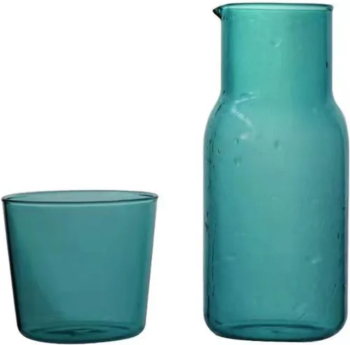 Miniatura 13 de Juego de jarras de agua de vidrio para mesita de noche con taza, jarra de vidrio con tapa para enjuague bucal para dormitorio, baño, jugo, vino