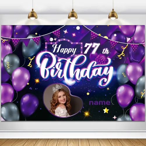 Miniatura 24 de Cartel decorativo personalizado de feliz cumpleaños número 100, personalización, morado, tamaños grandes, soporta fotos y nombres personalizados