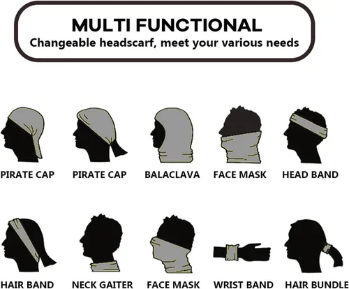 Miniatura 7 de Pasamontañas para el cuello con trabillas para las orejas, bufanda, bandana, protección solar UV, máscara facial para mujeres y hombres Negro