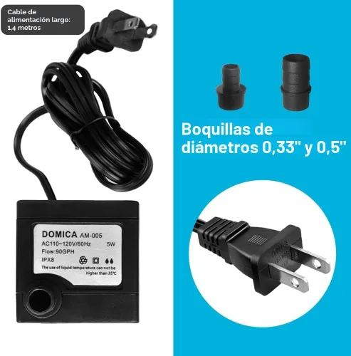 Miniatura 5 de Mini bomba sumergible de 90 GPH, bomba de fuente pequeña (5 W 350 L/H) para fuente de agua, acuarios, pecera, fuente de mesa, fuente para mascotas
