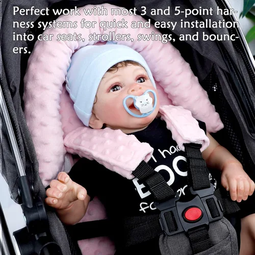 Miniatura 2 de Pea Pod Reposacabezas para Asiento de Coche para Bebés y Recién Nacidos con Fundas para Correas Ultra Suave de Tela de Minky con Puntos para Asiento