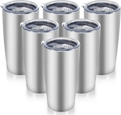 Miniatura 43 de Vaso de acero inoxidable de 20 onzas con tapa, doble pared aislada al vacío, taza de café de 20 onzas con recubrimiento en polvo para bebidas Verde