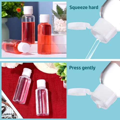 Miniatura 3 de Maxdot 300 botellas vacías de desinfectante de manos de 1.7 onzas/1.7 fl oz, botellas recargables de plástico con tapa abatible, mini recipientes