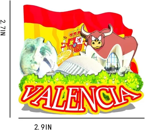Miniatura 3 de Imán de madera para nevera, diseño 3D de España, Valencia, recuerdos coleccionables, decoración hecha a mano, 88