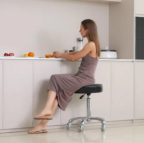 Miniatura 2 de Kaleurrier Taburete giratorio ajustable – Taburetes de peluquería resistentes – Taburetes hidráulicos de trabajo con ruedas para peluquería, salón