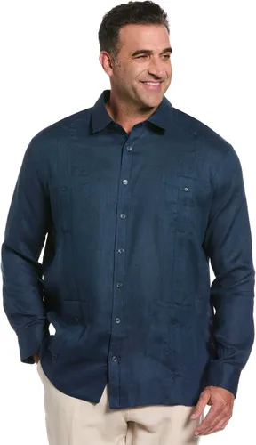 Miniatura 13 de Cubavera Camisa Guayabera de manga larga con cuatro bolsillos para hombre, 100 % de lino, detalle de pinzas, ajuste relajado