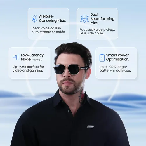Miniatura 4 de LIMU Gafas de sol inteligentes Gen 5 AI – Gafas de sol inteligentes de diseño alemán con intérprete de IA en tiempo real, audio Bluetooth de oreja