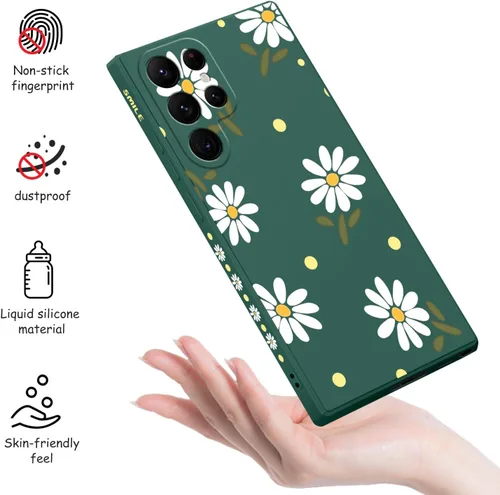 Miniatura 4 de LEECG Funda para Samsung Galaxy S22 Ultra, Diseños de Flores de Moda Silicona Suave Protección contra Caídas Resistente a Huellas Dactilares