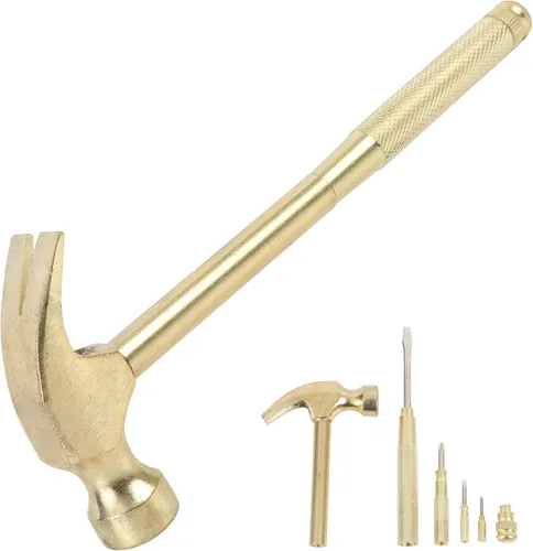 GreatNeck 19006 - Martillo 5 en 1, relleno de calcetines, destornillador multiherramienta integrado, chapado en cromo para resistir el óxido, hacer