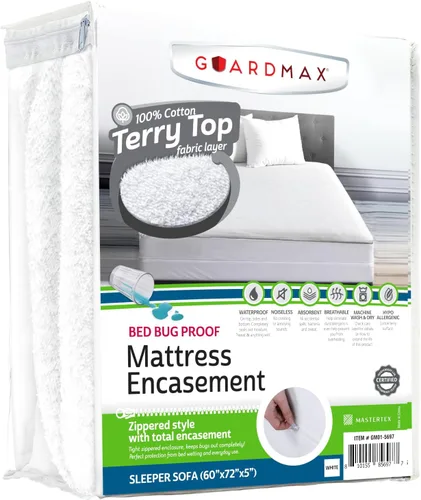 Miniatura 60 de Guardmax Funda de colchón Queen con cremallera, protector de colchón 100% impermeable, suave y absorbente de algodón de rizo superior para niños, 1