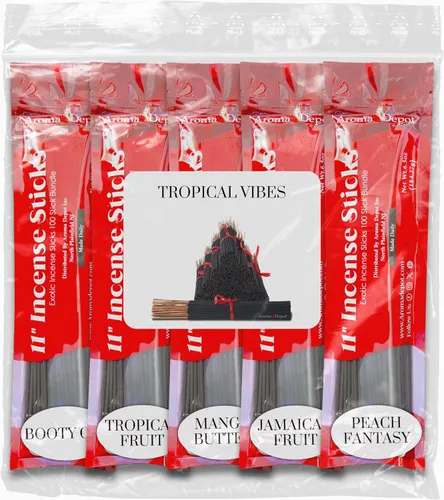 Miniatura 21 de Aroma Depot Backyard Varitas de incienso de 11 pulgadas, juego variado de 500 unidades, 11 pulgadas, 5 paquetes de 100 varillas por aroma. El juego