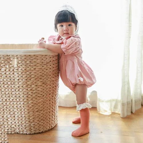 Miniatura 5 de HOUSEYUAN Calcetines largos con volantes hasta la rodilla para bebé niña pequeña calcetines de princesa lindos con volantes vestido de bebé