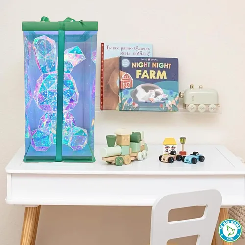 Miniatura 7 de Luz Nocturna LED de Conejo Holográfico de In His Name, Lámpara Arcoíris de Pascua para Conejito, Luz de Mesita de Noche para Niños, Decoración
