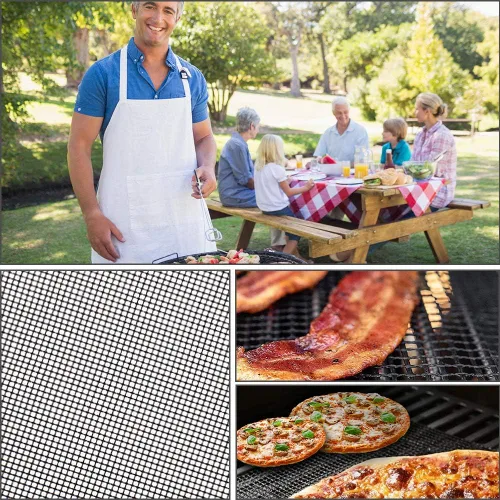 Miniatura 3 de Aoocan Tapete de malla para parrilla Juego de 5 tapetes de malla para parrilla de asador, resistentes, reutilizables, fáciles de limpiar, funcionan