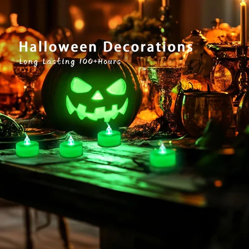 Miniatura 2 de LANKER Juego de 24 velas de luz LED – Velas titilantes sin llama – Velas artificiales a pilas de larga duración – Adorno de Halloween y Navidad