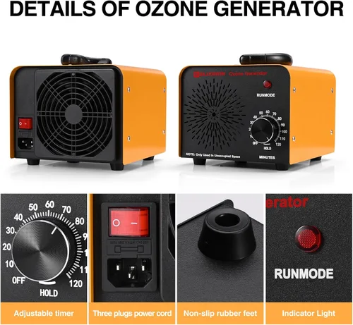 Miniatura 3 de Generador de ozono - Purificador de aire O3 de alta capacidad de 80,000 mg/h para control de olores en el hogar, cocina, automóvil, oficina, sótano