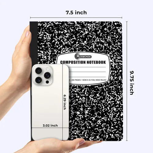 Miniatura 3 de Rosmonde Paquete de 12 Cuadernos de Composición de Rayas Anchas al Por Mayor, 200 Páginas (100 Hojas), 9-3/4 x 7-1/2 Pulgadas, Cuaderno de Tapa Dura