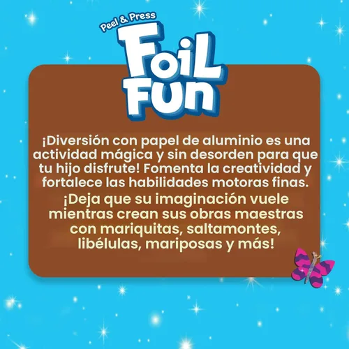 Miniatura 7 de Skillmatics Foil Fun - insectos y mariposas, arte sin desorden para niños, kits y suministros de manualidades, actividad creativa de bricolaje