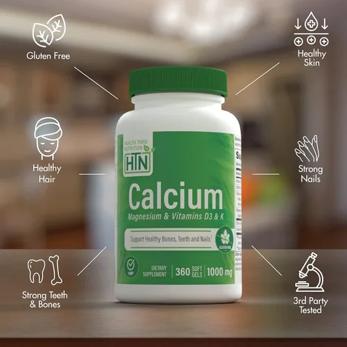 Miniatura 3 de Health Thru Nutrition Calcio 1000 mg y magnesio 400 mg con vitamina D3 y K 360 cápsulas blandas (suministro para 4 meses)