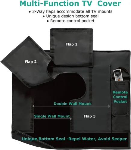 Miniatura 6 de SunPatio Funda resistente a la intemperie para TV para pantallas planas de 41 a 43 pulgadas, protector de pantalla impermeable con bolsillo remoto