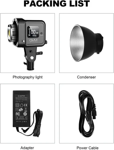 Miniatura 9 de GVM - Luz de video de 80 W, iluminación continua para fotografía con soporte Bowens, 5600K, 44100Lux/1.6 ft luz de estudio con aplicación, CRI 97+ 8
