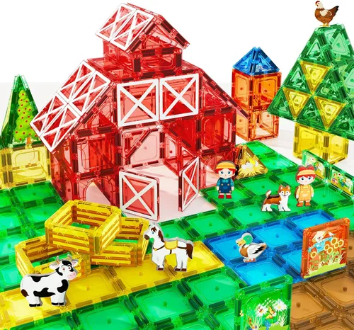 Miniatura 9 de Juguetes de azulejos magnéticos con animales de granja para niños de 3 años en adelante, bloques magnéticos, juguetes de construcción para niños