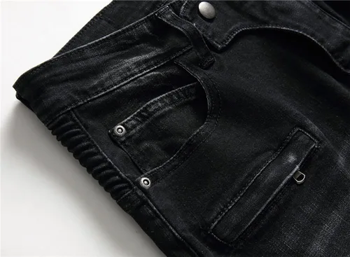 Miniatura 5 de AITITIA Jeans de corte recto lavado con cremallera para hombre