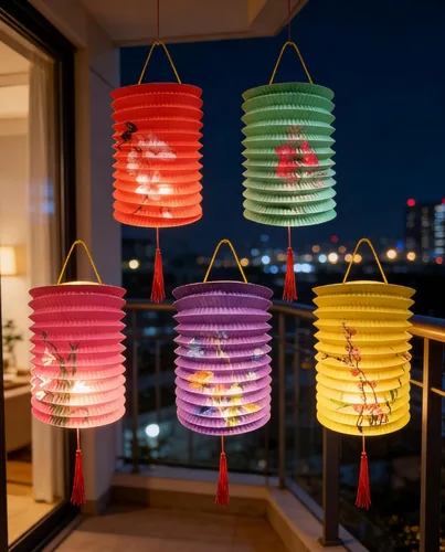 Miniatura 6 de 5 linternas de papel con luces LED, Día de San Valentín, Año Nuevo, chino, primavera, festival, 6.3 pulgadas, faroles de iluminación colgantes