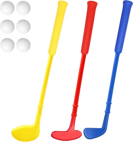 Palos de Golf Mini de Plástico para Niños Pequeños, Juego de Palos de Golf para Niños, Juguetes de Golf para Exteriores/Interiores, Regalo de
