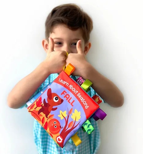 Miniatura 4 de BabyBibi Libros de tela para bebés – Aprende sobre las estaciones, ilustraciones juguetonas, páginas que crujen y personajes lindos, para bebés