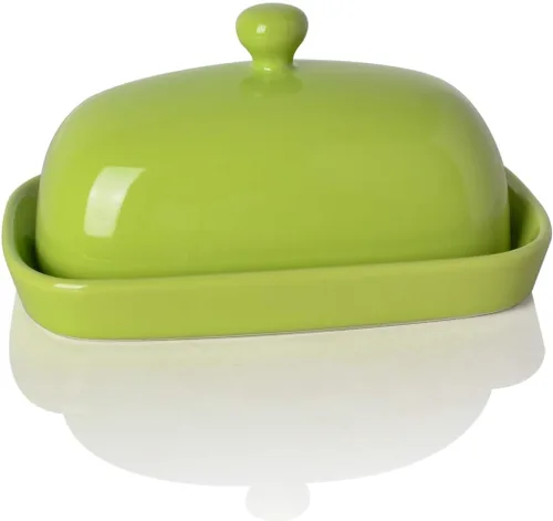 Miniatura 8 de Sweejar Mantequillera de cerámica con tapa para encimera, recipiente para mantequilla de porcelana con mango de perilla, recipiente para mantequilla