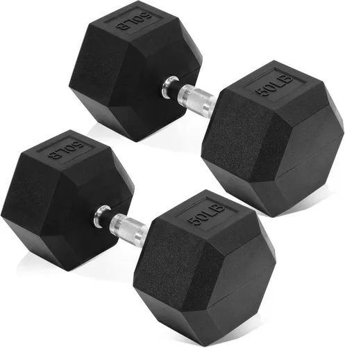 Miniatura 10 de Fitvids Hex Dumbbells Rubber Coated Hand Weights for Exercises and Fitness Home Gym, 5-50 LB Pair