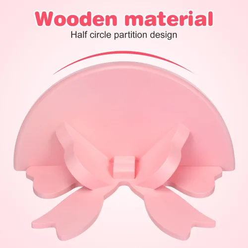 Miniatura 4 de DOITOOL Estante flotante de madera de estilo nórdico, soporte de almacenamiento de pared, diseño de lazo rosa para habitación de niños, dormitorio