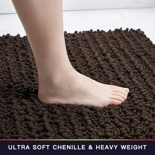Miniatura 216 de Walensee Alfombra de baño antideslizante (24x17 pulgadas, rosa polvoriento) absorbente de agua, súper suave, lanuda de felpilla, lavable a máquina