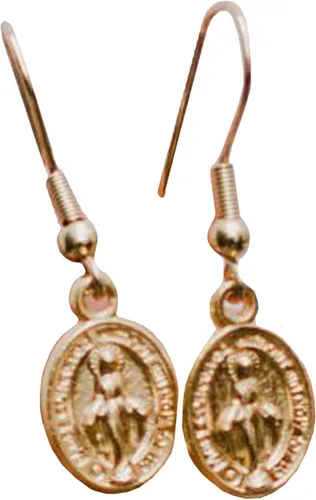 Juego de aretes de medalla milagrosa católica, aretes de medalla de Virgen María, ovalados y círculos, para hombre, acero inoxidable virgen María,