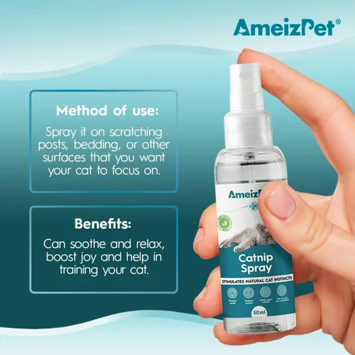 Miniatura 4 de AmeizPet Spray de Hierba Gatera para Gatos, Spray para Arañar Gatos, Spray Transparente para el Comportamiento de Gatos y Gatitos 50 ml (1.69 Oz)