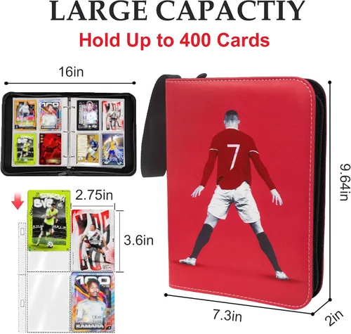 Miniatura 3 de Carpeta de Tarjetas de Fútbol 400 Bolsillos para Coleccionistas de Tarjetas de Intercambio de Fútbol, Libro de Almacenamiento de Tarjetas Portátil e