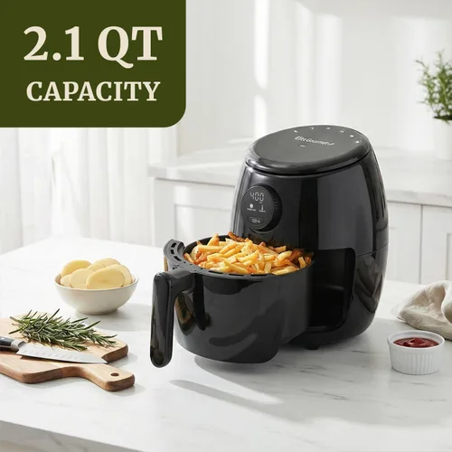 Miniatura 5 de Elite Gourmet EAF2612D Freidora de aire caliente personal de 2.1 cuartos de galón, compacta para ahorrar espacio, programable, cocina saludable sin