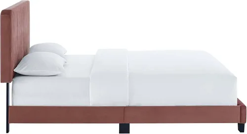 Miniatura 6 de Modway Celine - Cama con plataforma de terciopelo copetudo y alto rendimiento con canal en color rosa polv