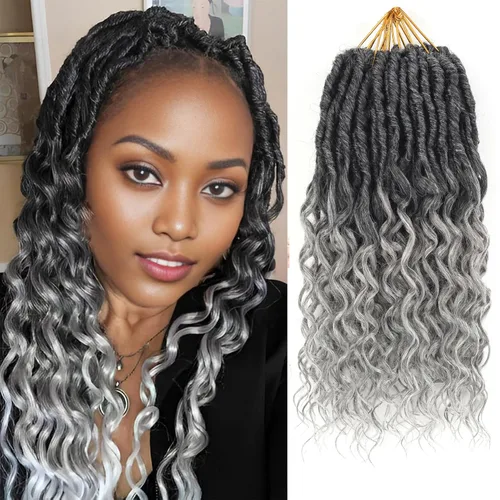 Miniatura 19 de Cabello de Ganchillo Goddess Locs de 12 Pulgadas 8 Paquetes Nuevos Locs Sintéticos Suaves Trenzas de Ganchillo Ondas Profundas Extensiones de 1b