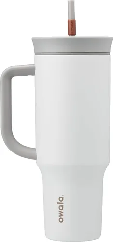 Miniatura 16 de Owala Vaso de viaje aislado de acero inoxidable de triple capa con tapa resistente a derrames, popote y asa de transporte, sin BPA, 40 onzas