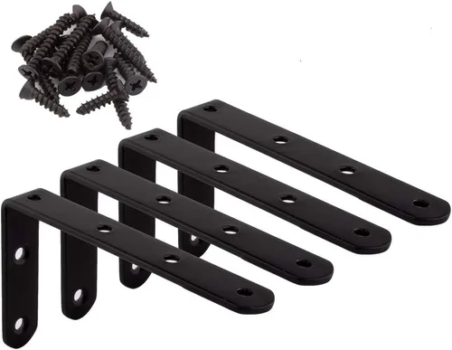 Miniatura 9 de Soporte de esquina, soporte de esquina en L de acero inoxidable negro resistente, soportes de ángulo de unión recta, soporte flotante para colgar