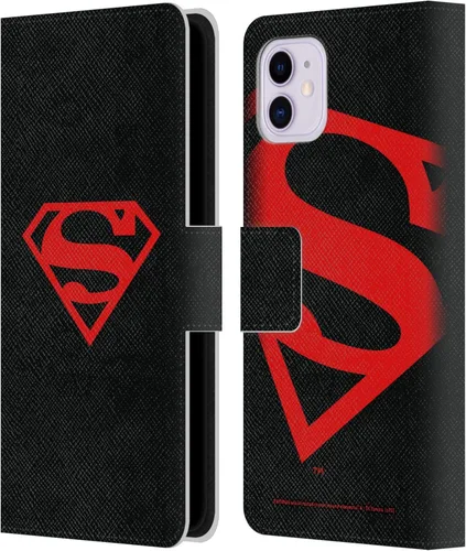 Head Case Designs Funda de piel con licencia oficial de Superman DC Comics con logotipos negros y rojos compatible con Apple iPhone 11