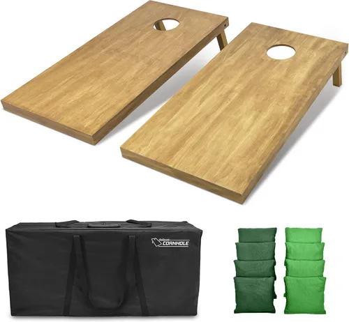 Miniatura 35 de GoSports 4 ft x 2 ft Regulation Size Wooden Cornhole Boards Set with Light Brown Finish - Includes Carrying Case and Bean Bags Negro- gris