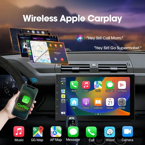 Miniatura 2 de Haudio Estéreo de auto de doble DIN de 7 pulgadas, radio táctil para automóvil con Apple Carplay inalámbrico y Android Auto, Mirror Link, Bluetooth