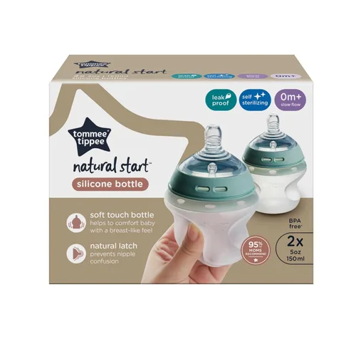 Miniatura 10 de Tommee Tippee Natural Start - Biberones de silicona anticólicos de 5 onzas, sin BPA, para bebés de 0 meses, de silicona se siente como la piel