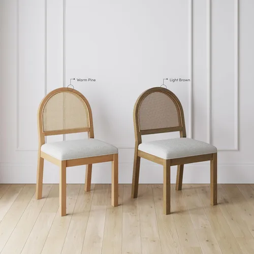 Miniatura 8 de Nathan James Bailey - Silla de comedor Boucle de 19 pulgadas, silla lateral tapizada con respaldo de ratán tejido natural y patas de madera maciza