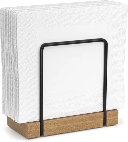 Miniatura 33 de Wican Bandeja para toallas de invitados para baño, servilletas de madera y hierro para tocador, mesa de comedor, cesta de madera para toallas